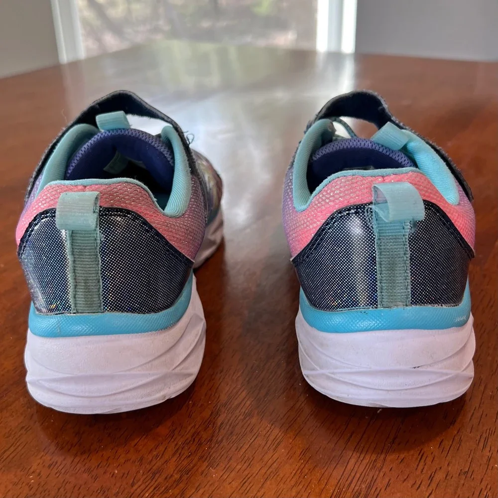 Dream Pairs Kids Youth Rainbow Glitter Sneakers Elastic Velcro‎ Athletic Size 1